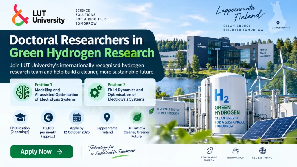 Doctoral Researchers in Green Hydrogen Research at LUT University Finland