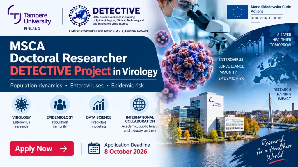 MSCA Doctoral Researcher DETECTIVE Project Virology at Tampere University